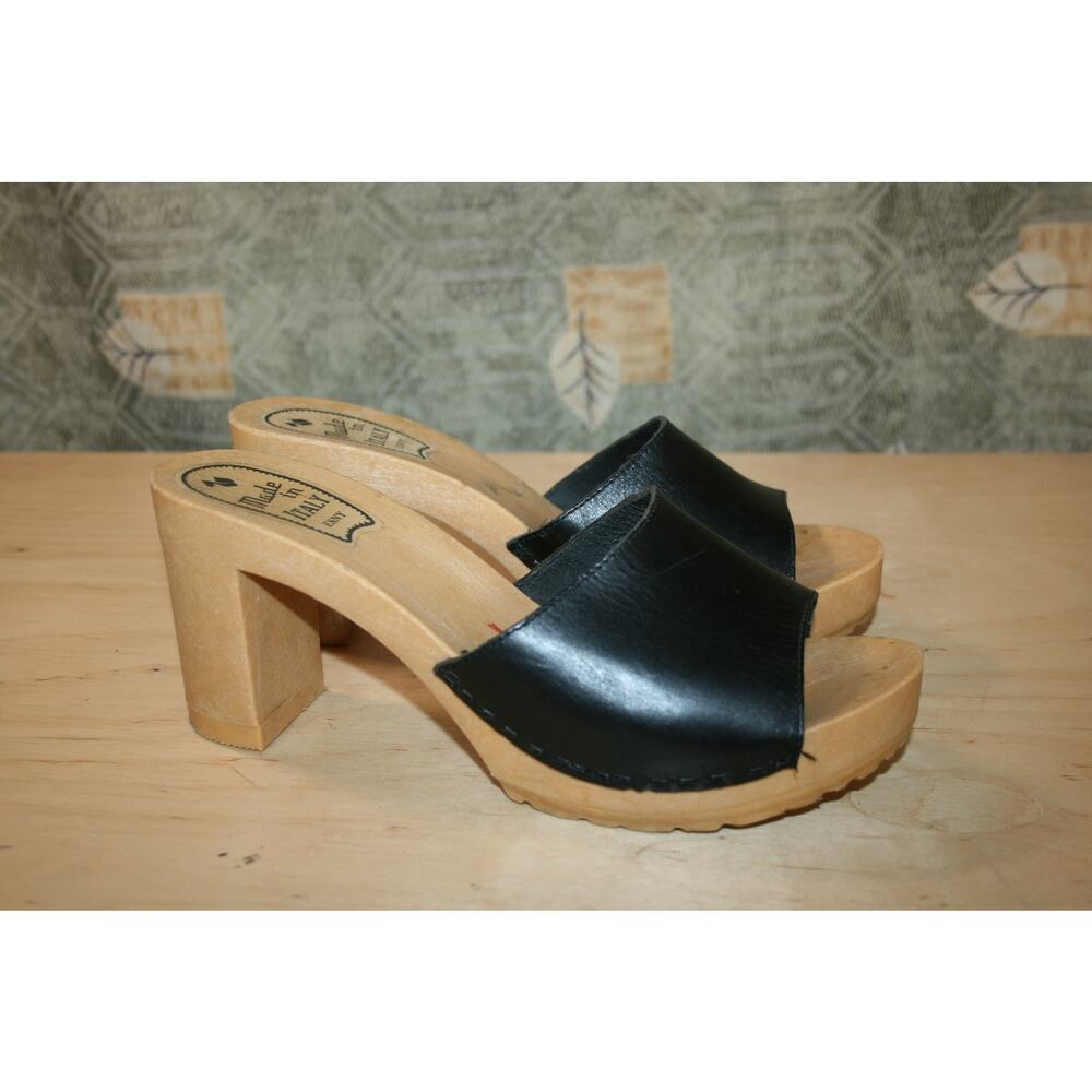 Made in Italy Black Leather Slides Mules 42 / 11